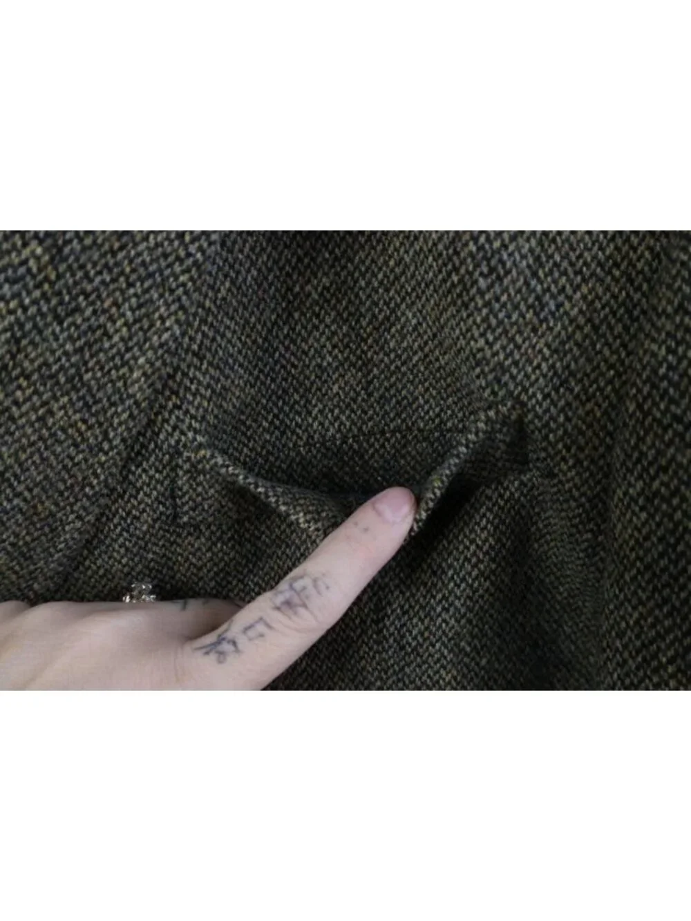 Jos A Bank Mens 44R Suede Elbow Patch Wool Tweed Herringbone Suit Blazer Jacket